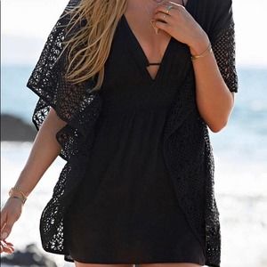 Victoria’s Secret Black Beach Swim Cinched Waist Cover Up Size M